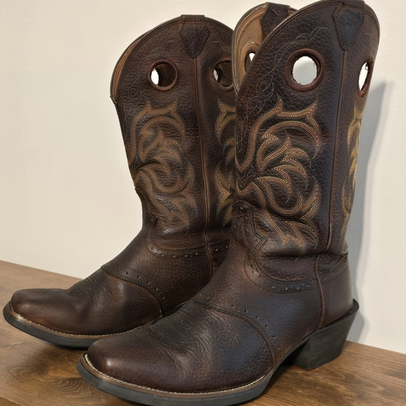 Justin Stampede Western Leather Cowboy Boots Style 2523 Men's Size 8.5D - Picture 3 of 13
